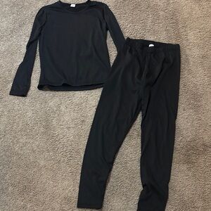 Black Long Sleeve Top and pant fleece set